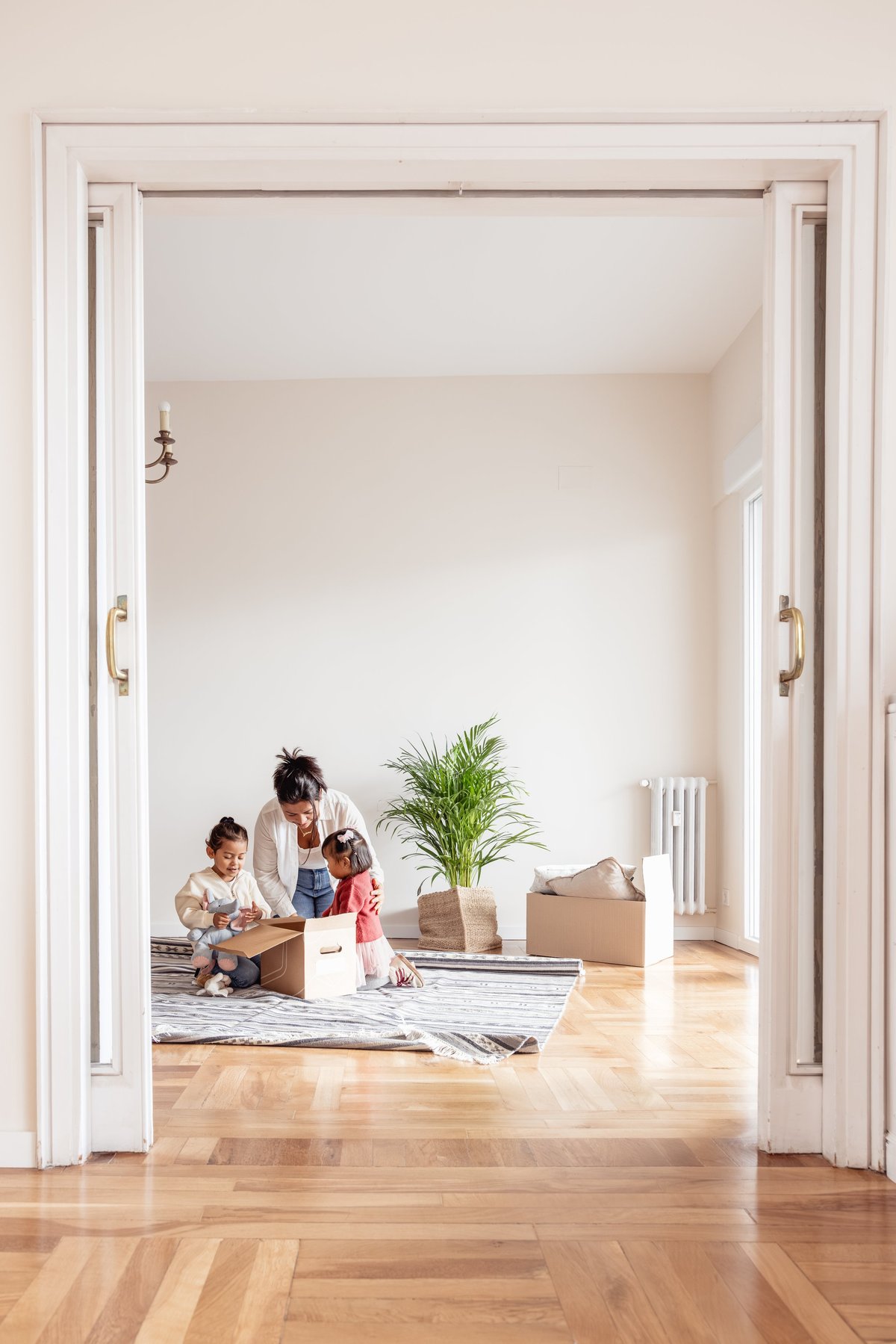 Family moving into a new home together